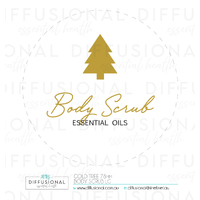 1 x Gold Tree, Body Scrub Label, 78x78mm, Gold Foil 