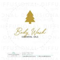 1 x Gold Tree, Body Wash Label, 78x78mm, Gold Foil 