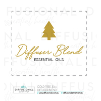 1 x Gold Tree, Diffuser Blend Label, 35x35mm, Gold Foil 