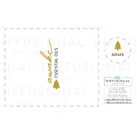 1 x Gold Tree, Awake Roller Label, 50x60mm, Gold Foil 
