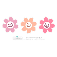 1 x Jack O Latern Flower Halloween Decal Label Set, 30x30mm, Essential Oil Resistant Laminated Vinyl