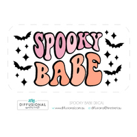 1 x Spooky Babe Halloween Decal Label, 85x47mm, Essential Oil Resistant Laminated Vinyl