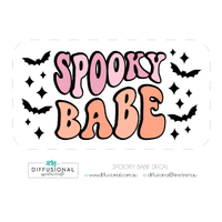 BULK - 50 x Spooky Babe Halloween Decal Label, 85x47mm, Essential Oil Resistant Laminated Vinyl **SAVE 20%**