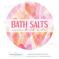 BULK - 10 x Watercolour Hearts Bath Salts Label, 78 x 78mm, Premium Quality Laminated Vinyl **SAVE 10%**