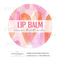 1 x Watercolour Hearts Lip Balm Tin, 35 x 35mm, Premium Quality Laminated Vinyl