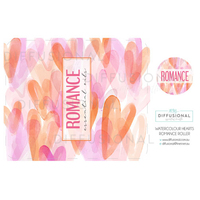 1 x Watercolour Hearts Romance Roller Label, 50 x 60mm, Premium Quality Laminated Vinyl