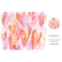 BULK - 10 x Watercolour Hearts Wrap Roller Label, 50 x 60mm, Premium Quality Laminated Vinyl **SAVE 10%**