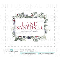 1 x Winter Wreath, Hand Sanitiser Label, 50x60mm, Premium Quality Oil Resistant Vinyl