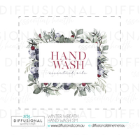 1 x Winter Wreath, Hand Wash Label, 50x60mm, Premium Quality Oil Resistant Vinyl