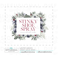 BULK - 50 x Winter Wreath, Stinky Shoe Spray Label, 50x60mm, Premium Quality Oil Resistant Vinyl **SAVE 20%**