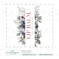 1 x Winter Wreath, Lip Balm Tube Label, 49x45mm, Premium Quality Oil Resistant Vinyl