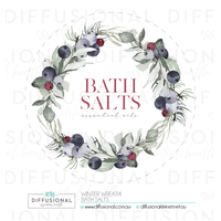 1 x Winter Wreath, Bath Salts Label, 78x78mm, Premium Quality Oil Resistant Vinyl