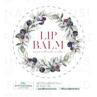 1 x Winter Wreath, Lip Balm Label, 35x35mm, Premium Quality Oil Resistant Vinyl