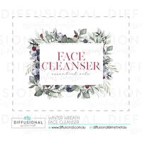 1 x Winter Wreath, Face Cleanser Label, 50x60mm, Premium Quality Oil Resistant Vinyl
