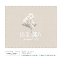 1 x Daisy, Linen Spray Label, 50x60mm, Premium Quality Oil Resistant Vinyl