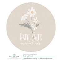 BULK - 50 x Daisy, Bath Salts Label, 78mm Round, Premium Quality Oil Resistant Vinyl **SAVE 20%**