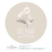 1 x Daisy, Face Mask Label, 78mm Round, Premium Quality Oil Resistant Vinyl