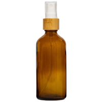 100ml Amber Glass Spray Bottle with Bamboo Top