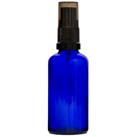 50ml Cobalt Blue Glass Spray Bottle with Black Top