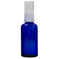 50ml Cobalt Blue Glass Spray Bottle with White Top