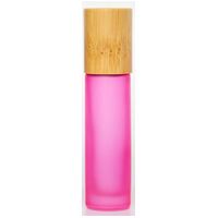 Frosted Pink - 10ml Glass Roller Bottle, Bamboo Lid
